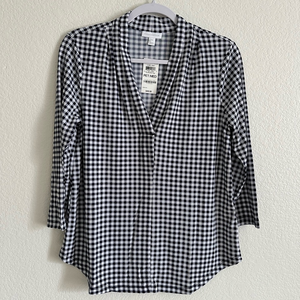 Charter Club V-Neck Blouse Size Petite Medium